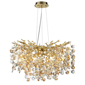 круглая люстра ресторанное освещение золотая /хромированная / светодиодная люстра креативное украшение дома хрустальная лампа для гостиной