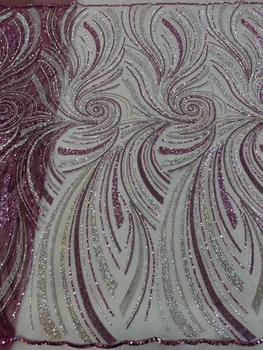 Кружевная ткань Sequence 2022 Высококачественная Африканская вечеринка Свадебная Тюлевая сетка Роскошные Хрустальные бусины ручной работы Новая мода Французская сетка из бисера
