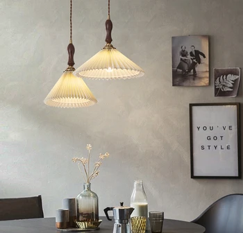 Люстра из плиссированной ткани в стиле ретро спальня ресторан креативное освещение Nordic B & B люстра