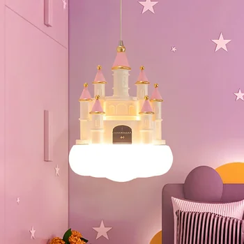 Люстры Креативный Розовый замок Облака Спальня для девочек Маленький подвесной светильник для детской комнаты Прикроватная спальня Светодиодные подвесные светильники