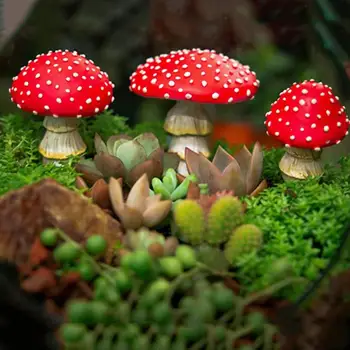 Миниатюры для украшения сада Мини-грибами, поделки из Сказочного сада, мини-грибы, светящиеся в темноте, Грибы из смолы.
