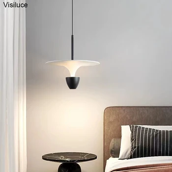 минималистичная прикроватная тумбочка современная скандинавская алюминиевая светодиодная люстра подвесной светильник для ресторана кухня остров бар декор спальни