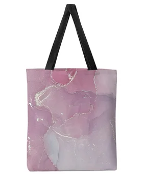 Мраморно-розовая Женская холщовая сумка для покупок большой емкости, многоразовые Эко-сумки для студентов