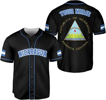 Мужская бейсбольная рубашка с 3D принтом флага Никарагуа, сетчатая бейсбольная майка, футболка, мужская уличная одежда, спорт с коротким рукавом