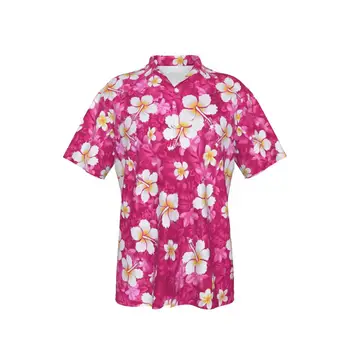 Мужская гавайская рубашка Прохладного розового цвета для мужчин с пляжным цветочным принтом, Летние повседневные топы на пуговицах, 3D Рубашки