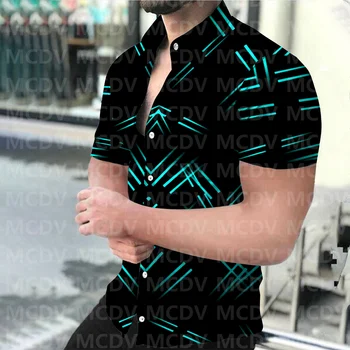 Мужская повседневная гавайская рубашка с 3D-принтом и роскошным художественным рисунком в стиле ретро