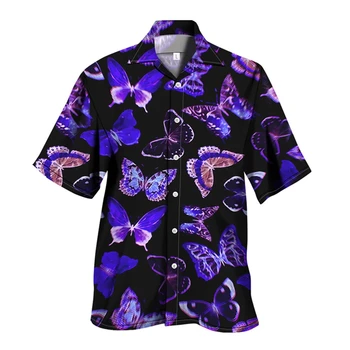 Мужская рубашка с 3D принтом попугая, Гавайский пляжный отдых, Топы с коротким рукавом и лацканами, мужская одежда повседневного покроя Camisa Masculina