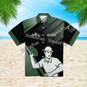 Мужские гавайские рубашки для диск-гольфа с 3D-принтом, мужская пляжная футболка на Гавайях, женская летняя футболка с отворотом, топы унисекс с коротким рукавом