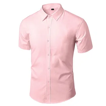 Мужские летние рубашки, мужские рубашки с коротким рукавом, мужская однотонная рубашка на пуговицах, офисная деловая повседневная верхняя одежда 2023 г.