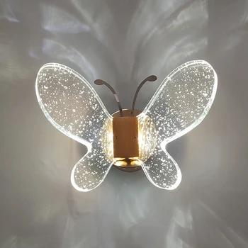 Настенный светильник из светодиодного хрусталя, роскошный декор в виде бабочки, настенное бра в спальне, гостиной Для домашнего интерьера, Уникальный светильник