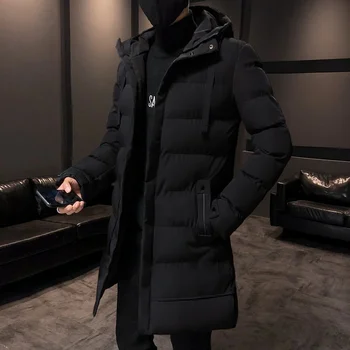 Новинка 2022 года, зимняя мужская длинная одежда, плотная теплая мужская куртка с капюшоном, мужское длинное пальто, модная хлопковая парка