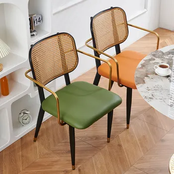 Обеденный стул в скандинавском стиле, легкий роскошный ротанговый стул для домашнего использования, дизайнерский стул, противоскользящий, износостойкий, легко моется