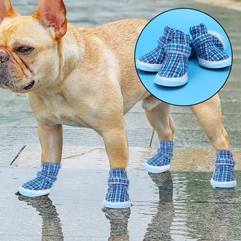 Обувь для домашних собак, Дышащая сетка для прогулок на открытом воздухе, Мягкая удобная летняя обувь для домашних животных, Нескользящие безопасные ботинки для маленьких средних собак