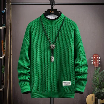 Осенне-зимний мужской свитер 2023, модный вязаный пуловер, мужской качественный свитер, корейская повседневная куртка, мужской свитер № 3076