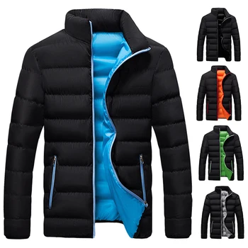 Осенне-зимняя куртка для мужчин, теплое пальто, Легкие утепленные хлопчатобумажные куртки, верхняя одежда, Модная повседневная ветровка