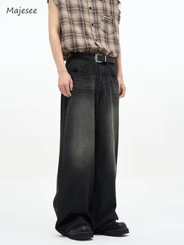 Отбеленные джинсы, американский винтаж, для отдыха, Хай-стрит, Мешковатые джинсовые брюки, универсальная модная мягкая мужская одежда, Повседневный базовый шик