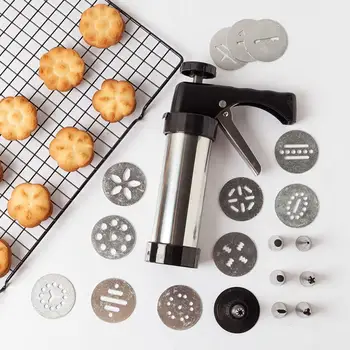 Пистолет для прессования печенья из нержавеющей стали Машина для изготовления печенья Декоративные Пистолеты Кухонные Инструменты для выпечки DIY