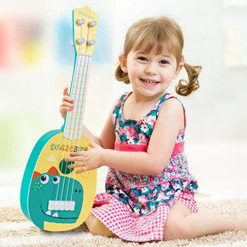 Пластиковая Удобная в переноске Мягкая на ощупь гавайская гитара Игрушка для детей на ходу Изысканный Музыкальный инструмент Розовый кролик
