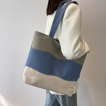 Повседневные холщовые сумки-тоут для женщин, сумка через плечо большой емкости, простая женская сумка, многоразовая пляжная сумка для покупок