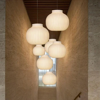 Подвесной светильник Strand в японском стиле, светодиодный шелковый фонарь для гостиной, спальни, подвесного светильника у кровати, кабинета, домашнего дизайна в отеле