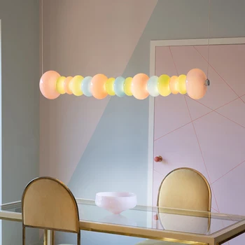 Подвесной светильник, Светодиодная художественная люстра, Декор комнаты, Цветное стекло Makaron candy gourd, Скандинавский бар, детская прикроватная столовая