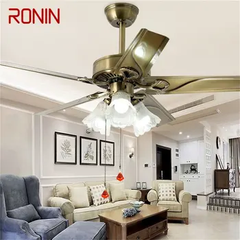 Потолочный вентилятор RONIN Light Современная простая лампа с дистанционным управлением с прямыми лопастями для домашней гостиной