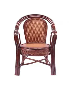 Ротанговый стул со спинкой, кресло для отдыха пожилых людей, кофейный стул из ротанга, балконный кабинет, домашний ротанговый стул из натурального ротанга
