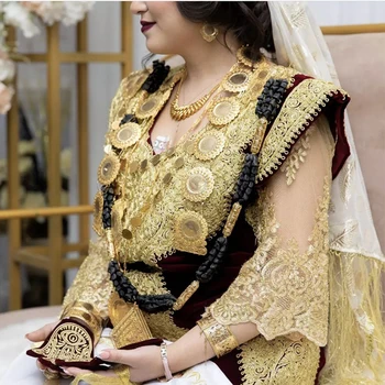 Свадебный металлический пояс Свадебные украшения в Алжирском стиле, Позолоченный пояс, Арабская свадьба, свадебные пояса-цепочки для женщин, намотанные на монету, для новобрачных