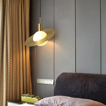 Скандинавская персонализированная люстра с медным стеклянным шаром, креативная столовая, Прикроватная тумбочка для гостиной, дизайнерский подвесной светильник Moon