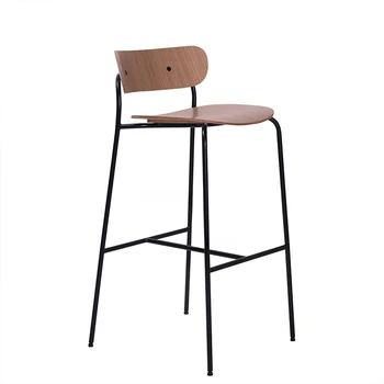 Скандинавские барные стулья из кованого железа для барной мебели, барные стулья со спинкой из массива дерева, Креативный легкий Роскошный кухонный стул для отдыха, барный стул