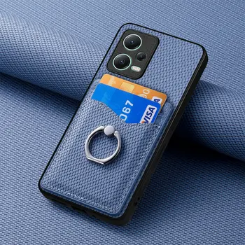 Слот для карт Чехол-бумажник Для Redmi Note 12 11 10 Pro Plus 11S 10S 10T 10C 10A Углепластиковая Магнитная Подставка Задняя Крышка Чехла Funda