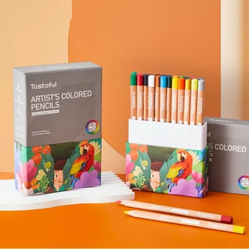 СО ВКУСОМ подобранный набор карандашей 48 цветов, с защитной вертикальной вставкой, органайзер с усовершенствованным мягким грифелем, яркий цвет для рисования.