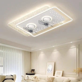 Современные потолочные светильники складной потолочный вентилятор в спальне потолочный вентилятор со светодиодной подсветкой и управлением потолочный светильник для освещения гостиной