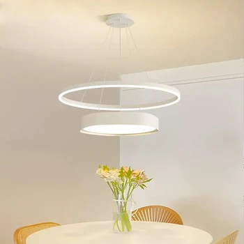 Современный светодиодный подвесной светильник с минималистичным двойным кольцом, эстетичные Декоративные лампы, светильники для спальни, столовой, бара, ресторана