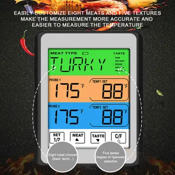Цифровой термометр для духовки CH-212 Тестер температуры мяса для кухни БАРБЕКЮ Функция таймера для приготовления пищи с датчиком из нержавеющей стали