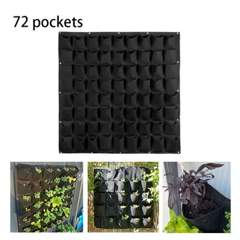 Черные настенные сумки для посадки растений, 72 кармана, сумка для выращивания растений, плантатор, Вертикальный сад, Садовая сумка для овощей, товары для дома