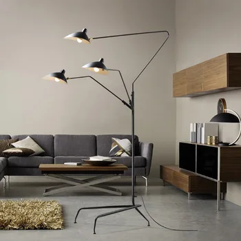 Черный промышленный напольный светильник европейского дизайнера с возможностью поворота ламп, креативное освещение для гостиной, спальни, украшения дома в стиле утконоса