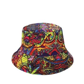 Шляпа для мужчин и женщин, летняя Солнцезащитная Панама, Кепка с принтом в стиле хип-хоп, Рыболовная шляпа Рыбака, двусторонняя одежда, Модный аксессуар