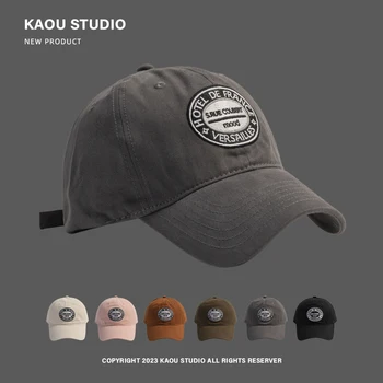Шляпа Женская Индивидуальность, Универсальная Корейская кепка с вышивкой, бейсболка Four Seasons для отдыха с изогнутыми полями, мягкий верх, мужская бейсболка