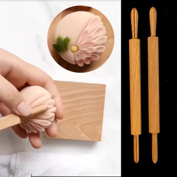 Японский пресс с деревянной двойной головкой wagashi для пресс-форм для изготовления вагаши