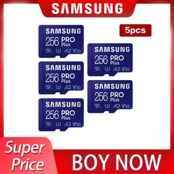 5 шт./лот 100% Оригинальная Карта памяти Samsung PRO Plus 128 ГБ 256 ГБ Скорость чтения до 160 МБ/с Class 10 V30 A2 UHS-I Micro SD Карта
