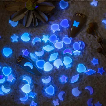 50шт Светящийся В Темноте Серебристый Nail Art Charm 3D Symphony Светящееся Желе Луна Сердце Украшение Для ногтей DIY Аксессуары для ногтей Kawaii