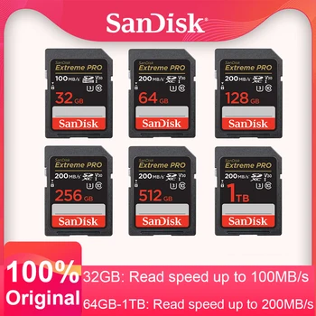 SD-карта SanDisk Extreme PRO 512GB 256GB 128GB 64G 32G U3 4k для чтения со скоростью до 200 МБ/с. Карты памяти C10 V30 UHS-I SDHC /SDXC для Камеры