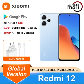 Глобальная версия Xiaomi Redmi 12 50MP AI Тройная Камера MTK Helio G88 18 Вт Зарядка 5000 мАч Дисплей с частотой 90 Гц