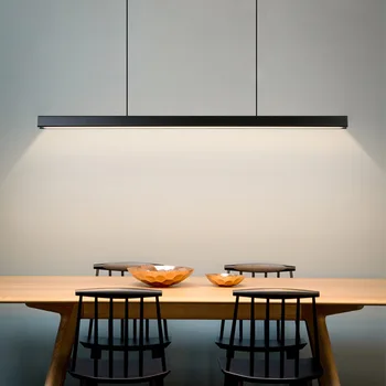 Дизайнерская люстра для столовой простой современный обеденный стол в скандинавском стиле, барная настольная лампа, минималистичная светодиодная длинная офисная люстра