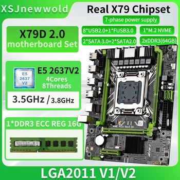 Комплект материнской платы X79D2.0 с процессором E5 2637V2 и памятью DDR3 REG 1 *16G = 16 ГБ Двухканальный LGA2011 NVME M.2 SATA3.0 Xeon Kit