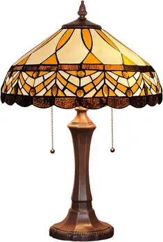 Лампа Тиффани Настольная лампа с витражным стеклом в стиле Amber Melody Настольная лампа для чтения Декор для домашнего офиса Спальни Гостиной