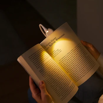 Маленькая портативная настольная лампа с зажимом, заряжающаяся через USB, легкий ночник для чтения книг