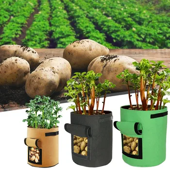 Мешки для выращивания растений из нетканого материала, Садовый горшок для картофеля, теплица для выращивания овощей, Увлажняющие вертикальные инструменты