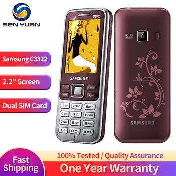 Оригинальный Samsung C3322 2G мобильный телефон с двумя SIM-картами 2,2 